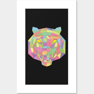 Multicolored Low Poly Tiger Head, mosaic tiger (art1) Posters and Art